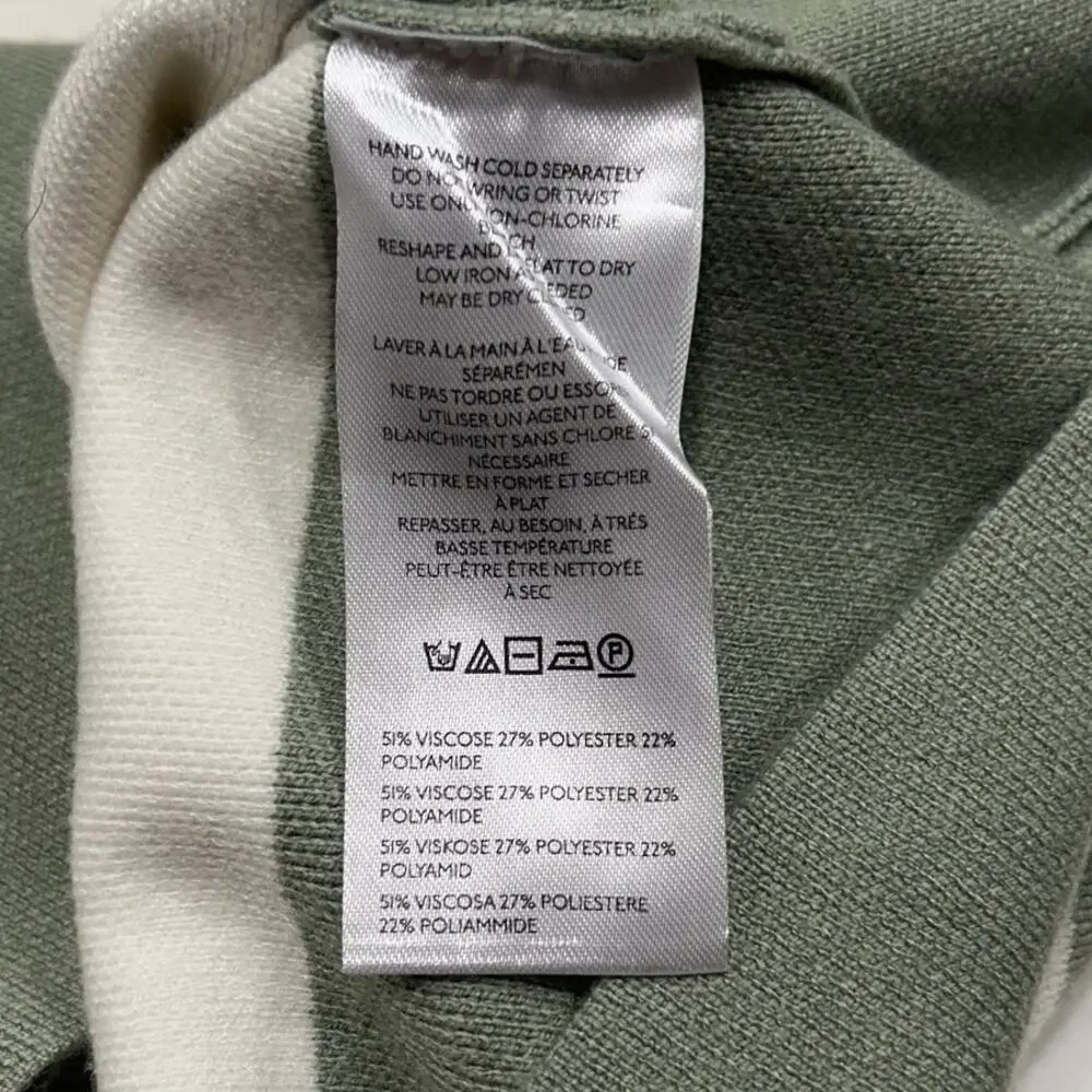 Maeve Anthropologie Sweater Vest Women's Size Med Green Ivory Striped Knit Top - Picture 6 of 9